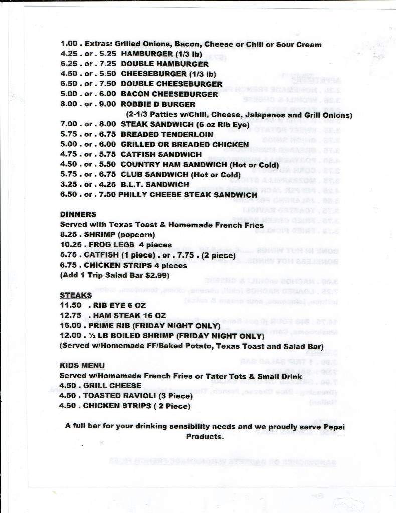 Robbie D's Bar and Grill - California, MO menu_pic