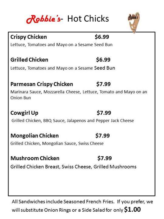 Robbie's Restaurant - Rimrock, AZ menu_pic