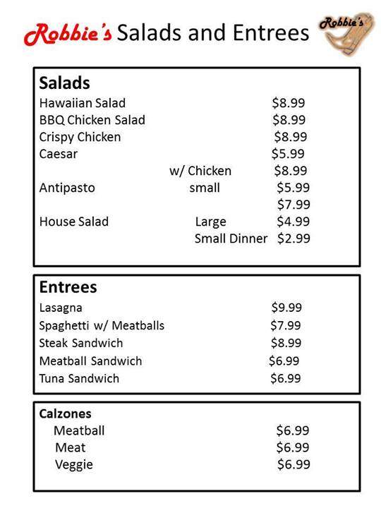 Robbie's Restaurant - Rimrock, AZ menu_pic