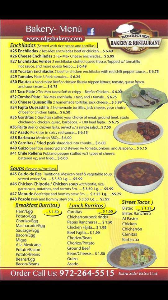 Rodriguez Bakery & Restaurant - Grand Prairie, TX menu_pic