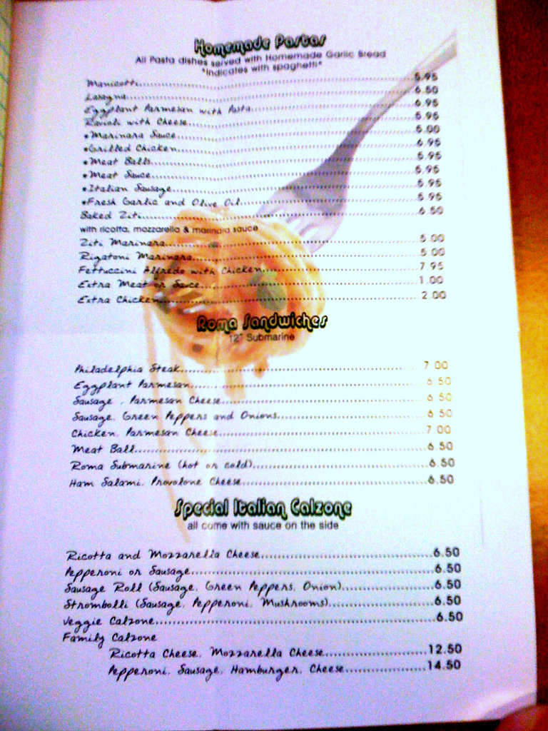 Roma Express - Dallas, TX menu_pic