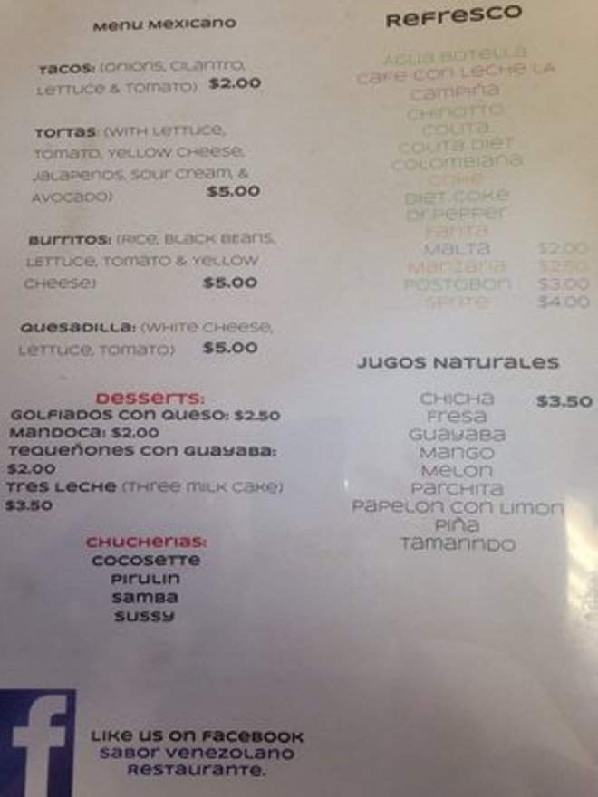 Sabor Venezolano Restaurante - Katy, TX menu_pic