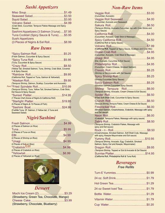 Sakura Japanese Cuisine - Hendersonville, NC menu_pic