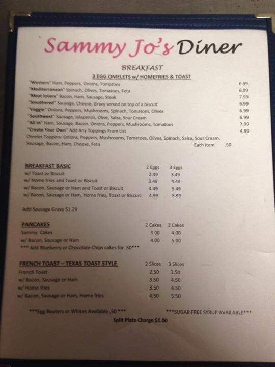 Sammy Jo's - Crossville, TN menu_pic