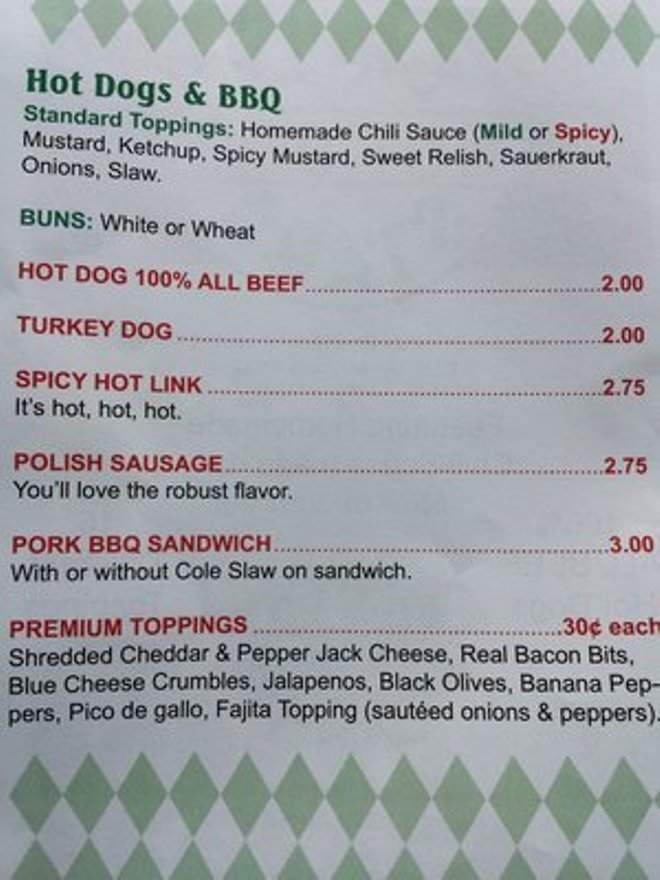 Sam's Hot Dog Stand - Hickory, NC menu_pic