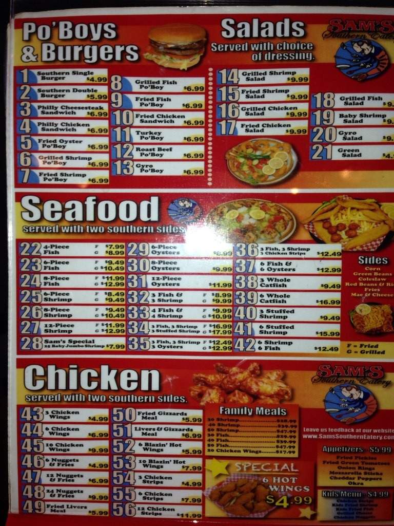 Sam's Southern Eatery - Corsicana, TX menu_pic