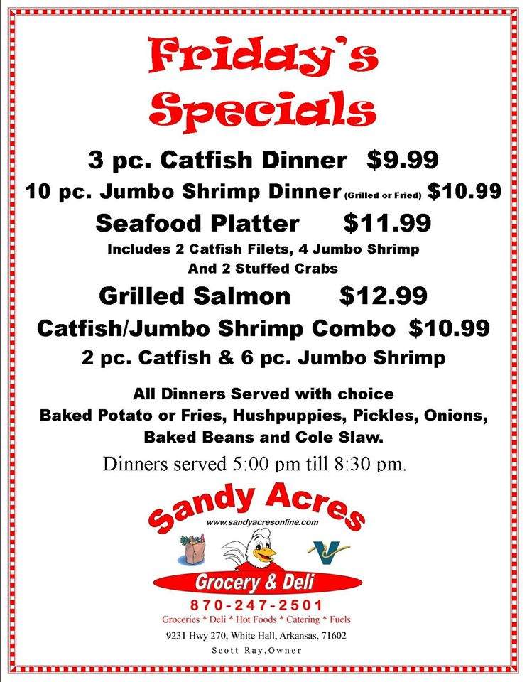 Sandy Acres - White Hall, AR menu_pic
