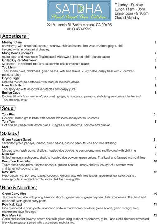 Satdha - Santa Monica, CA menu_pic
