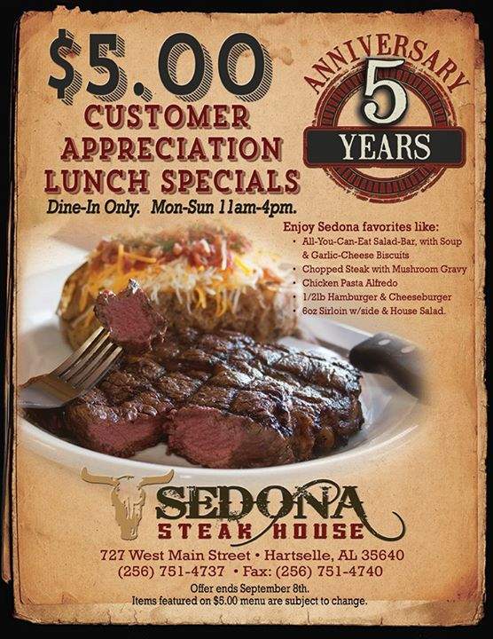 Sedona Steak House - Hartselle, AL menu_pic