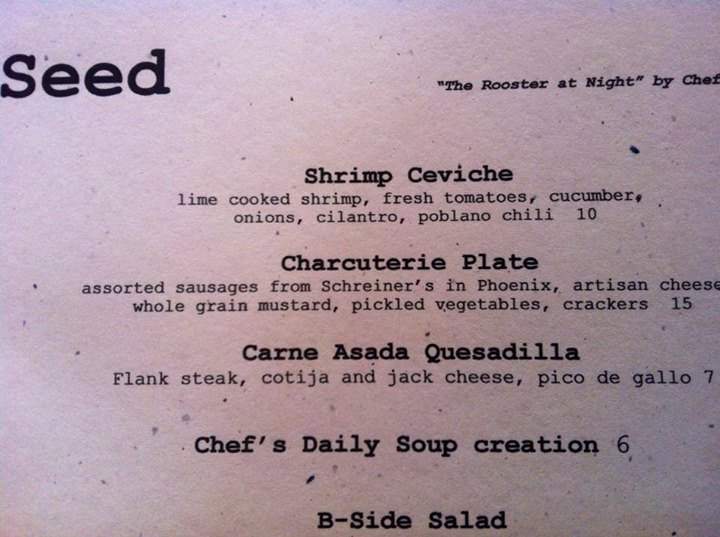Seed Restaurant - Cottonwood, AZ menu_pic
