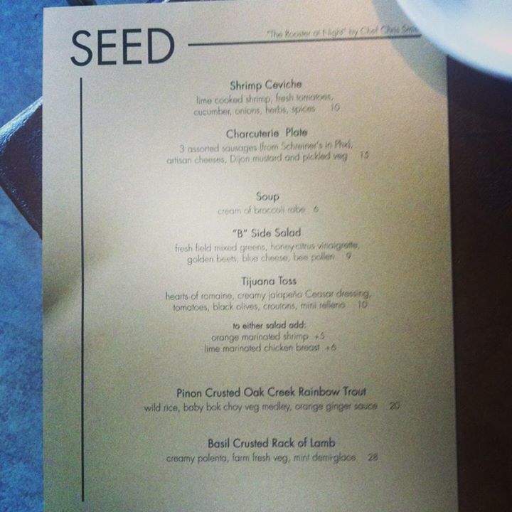 Seed Restaurant - Cottonwood, AZ menu_pic