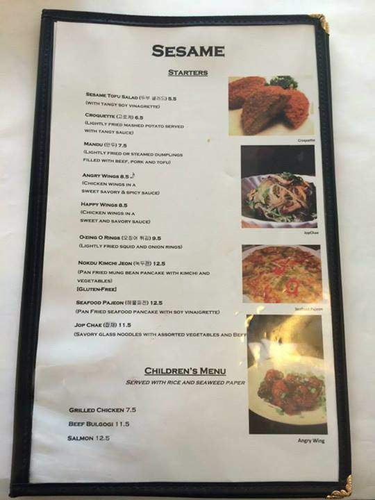 Sesame Korean Cuisine - Burlingame, CA menu_pic