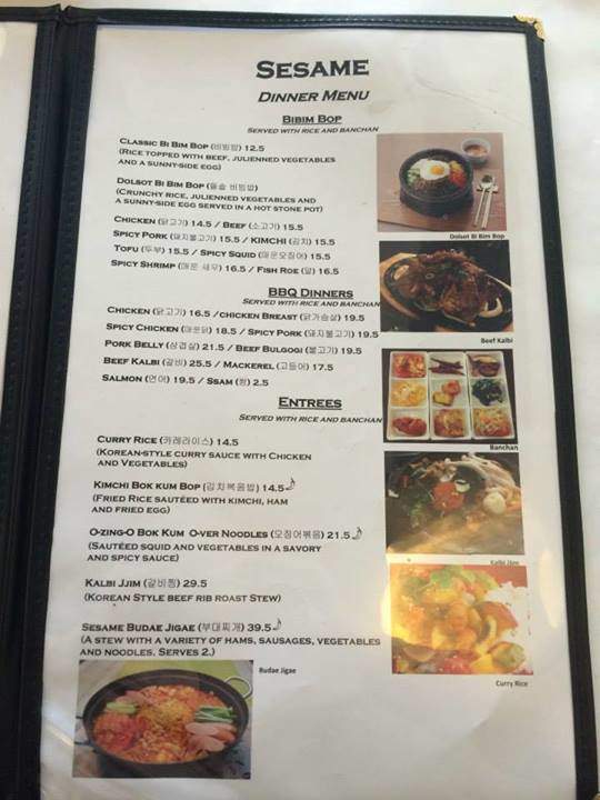Sesame Korean Cuisine - Burlingame, CA menu_pic