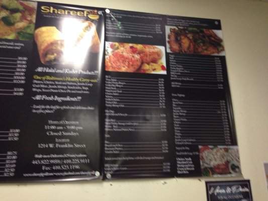 Shareef's Grill - Baltimore, MD menu_pic