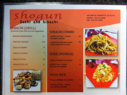 Shogun Sushi and Hibachi - Marietta, OH menu_pic