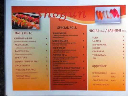 Shogun Sushi and Hibachi - Marietta, OH menu_pic