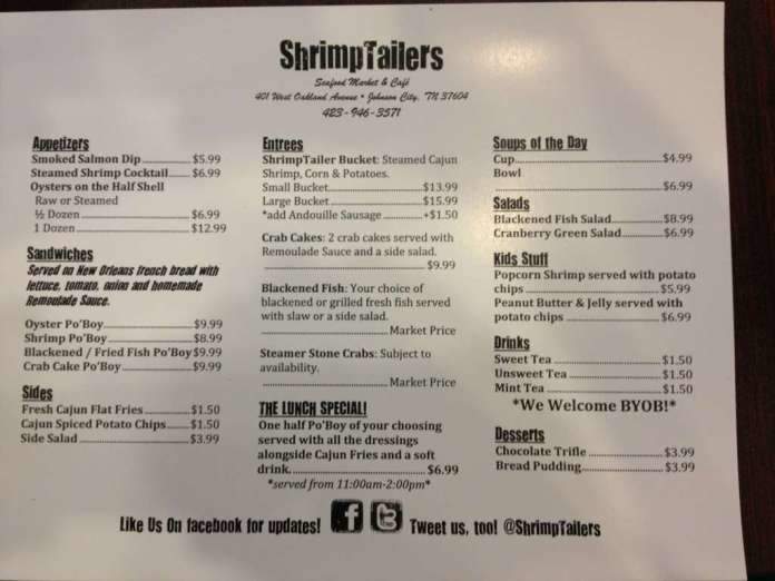 Shrimptailers Seafood Market & Cafe' - Johnson City, TN menu_pic