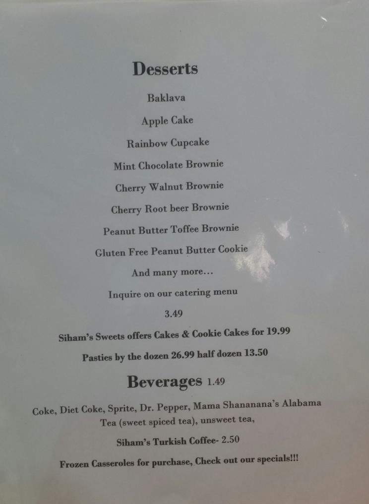 Sihams Sweets and Grill - Vestavia, AL menu_pic