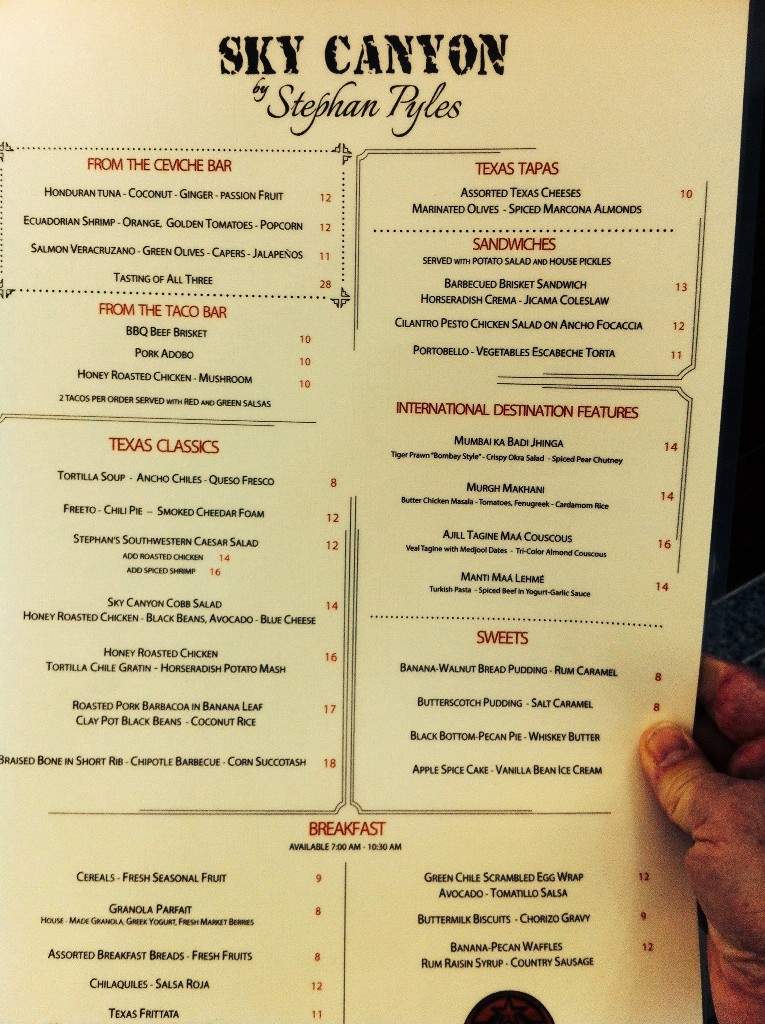Sky Canyon by Stephan Pyles - DFW Airport, TX menu_pic
