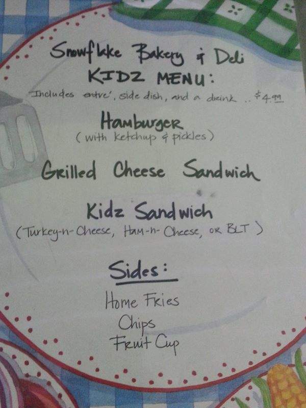 Snowflake Bakery and Deli - Henderson, TX menu_pic