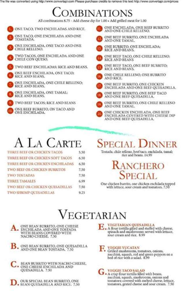 Sol Azteca - Marquette, MI menu_pic