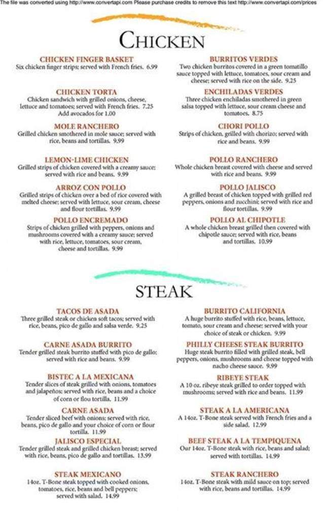 Sol Azteca - Marquette, MI menu_pic