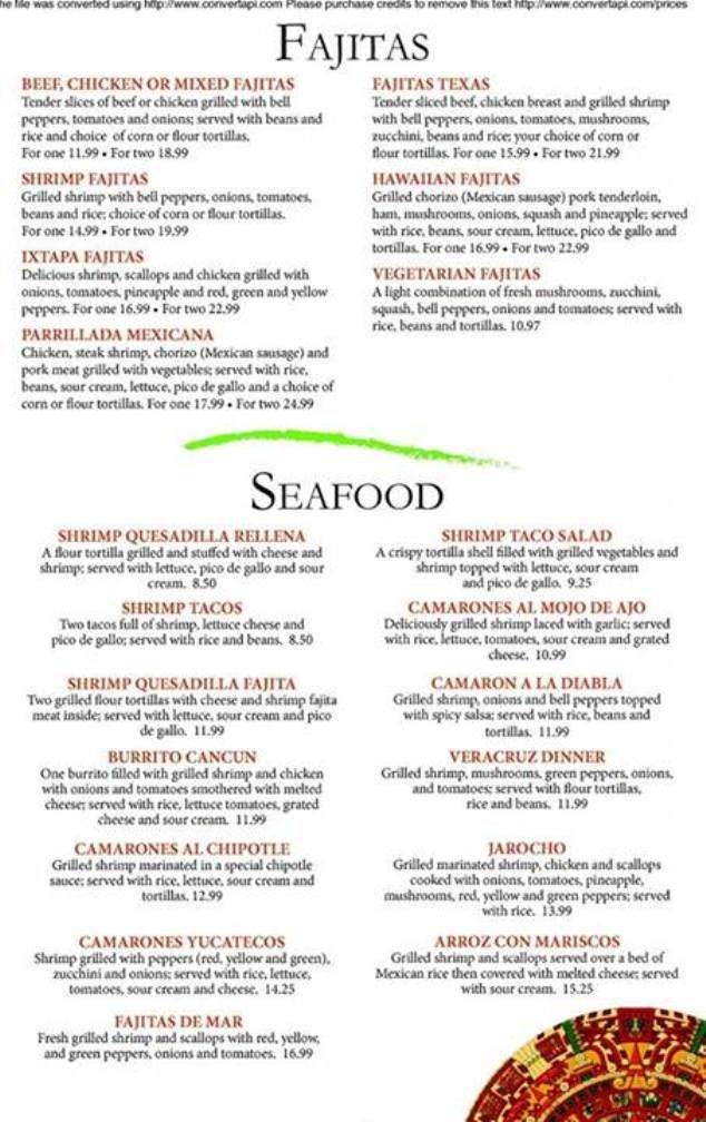 Sol Azteca - Marquette, MI menu_pic