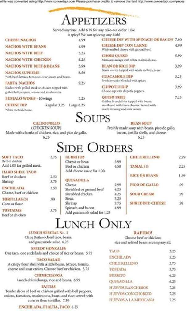 Sol Azteca - Marquette, MI menu_pic