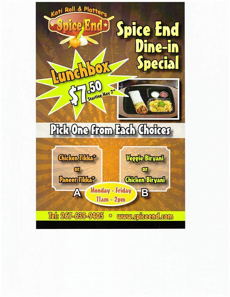Spice End - Philadelphia, PA menu_pic