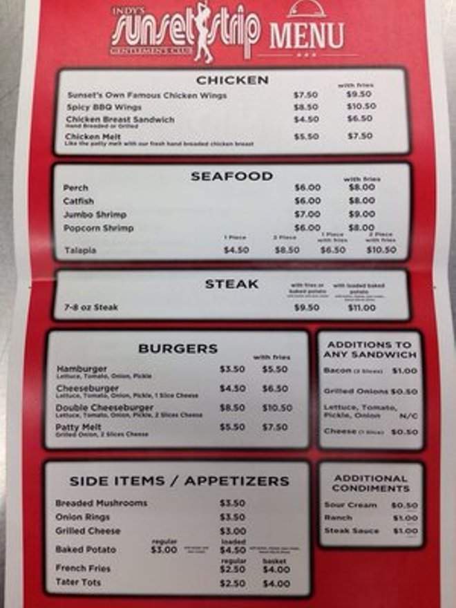 Sunset Strip - Indianapolis, IN menu_pic