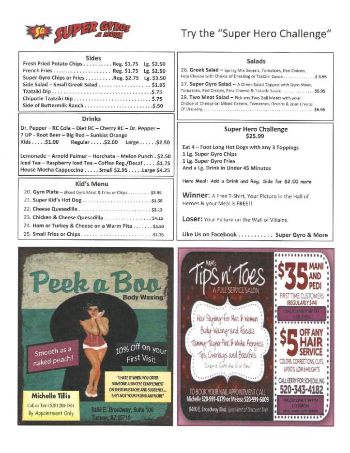Super Gyros - Tucson, AZ menu_pic