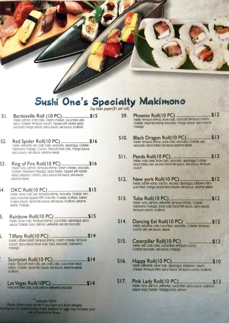 Sushi One - Bartlesville, OK menu_pic