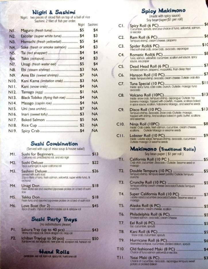 Sushi One - Bartlesville, OK menu_pic