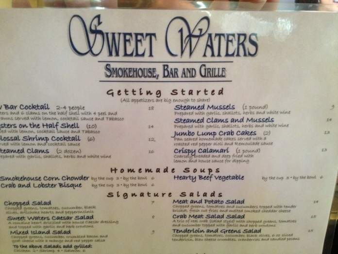 Sweet waters Smokehouse and Grill - Flagler Beach, FL menu_pic