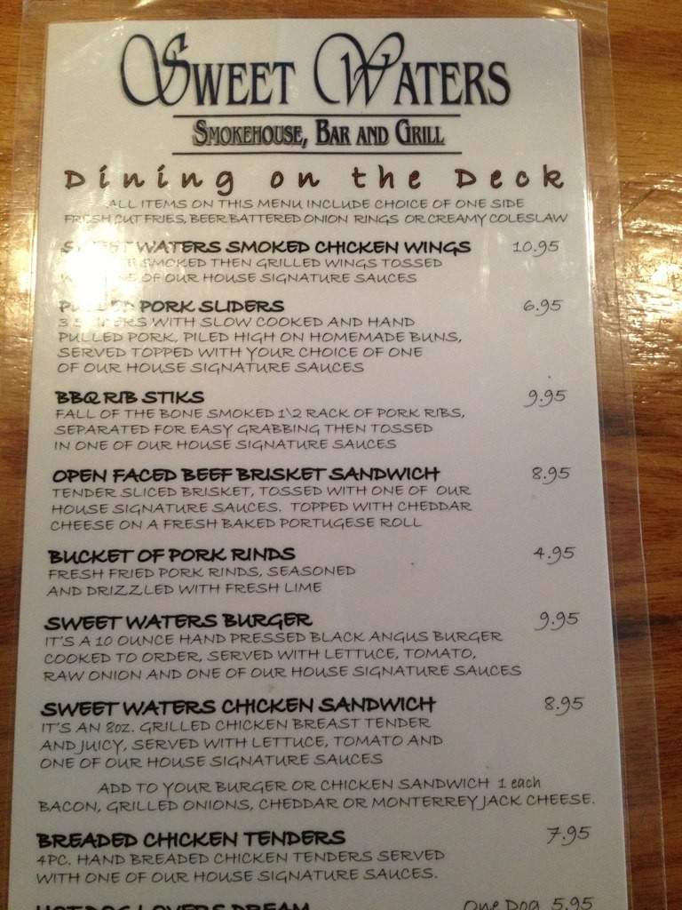 Sweet waters Smokehouse and Grill - Flagler Beach, FL menu_pic