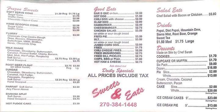 Sweets & Eats - Columbia, KY menu_pic