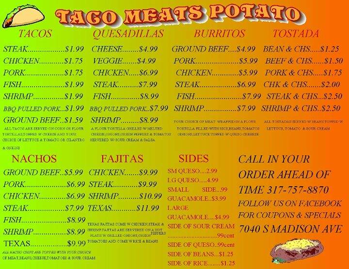 Taco Meats Potato - Indianapolis, IN menu_pic