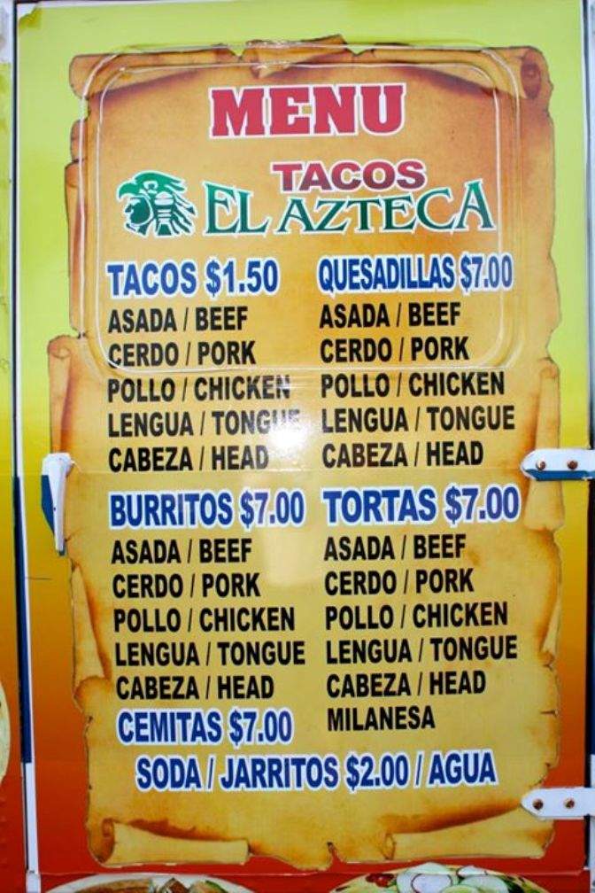 Tacos El Azteca Food Truck - Norwalk, CT menu_pic