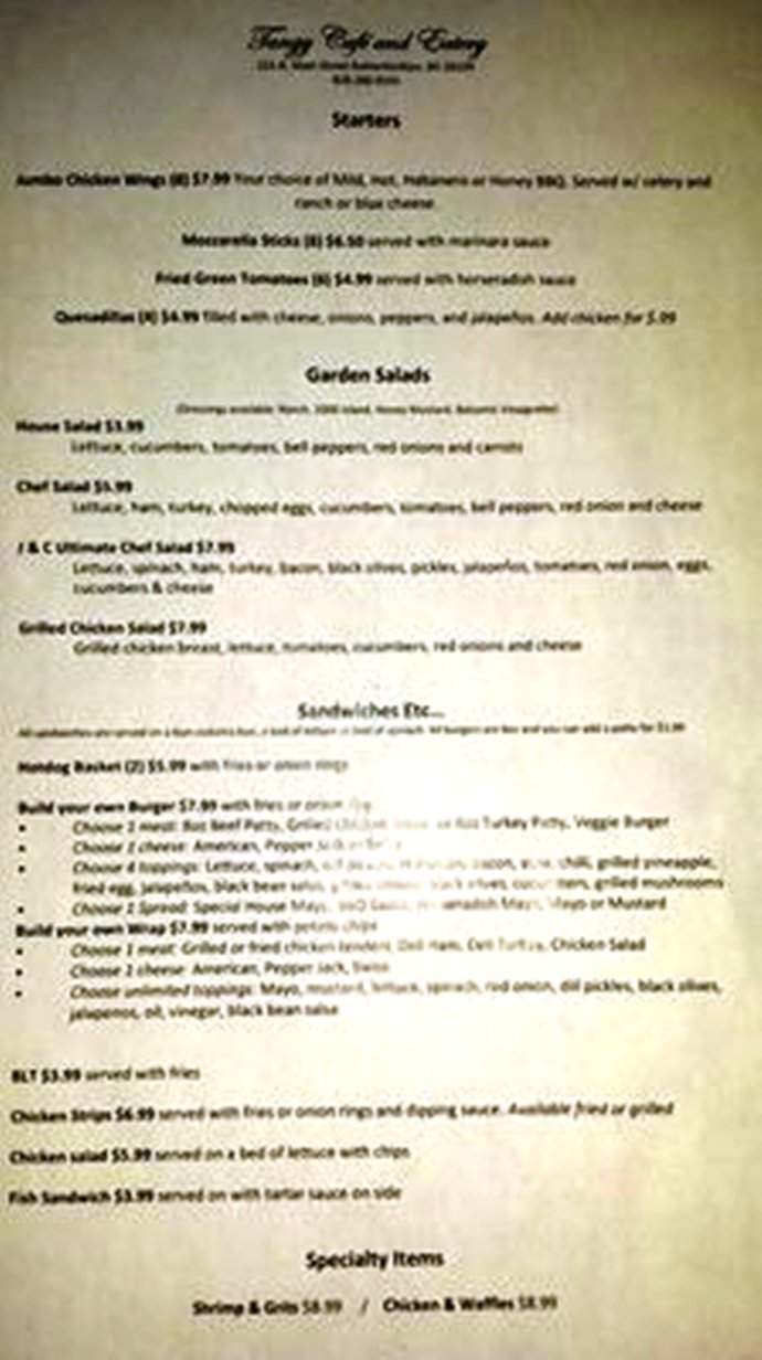 Tangy Cafe abd Eatery - Rutherfordton, NC menu_pic