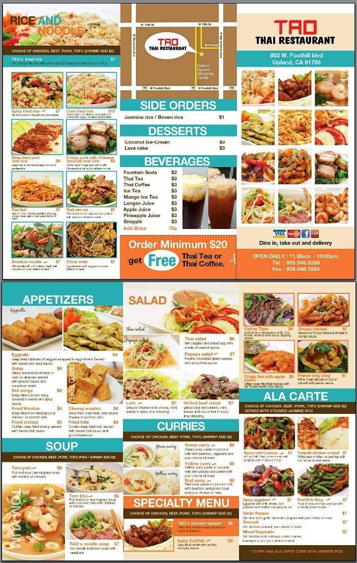 Tao Thai Restaurant - Upland, CA menu_pic