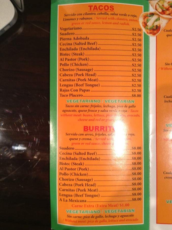 Taqueria El Puente - Brooklyn, NY menu_pic