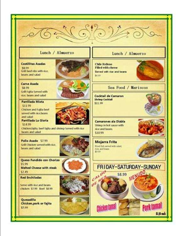 Taqueria Gloria - Denham Springs, LA menu_pic