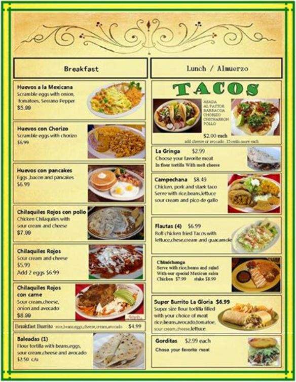 Taqueria Gloria - Denham Springs, LA menu_pic