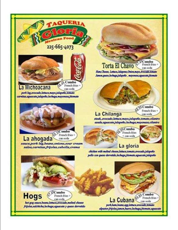 Taqueria Gloria - Denham Springs, LA menu_pic