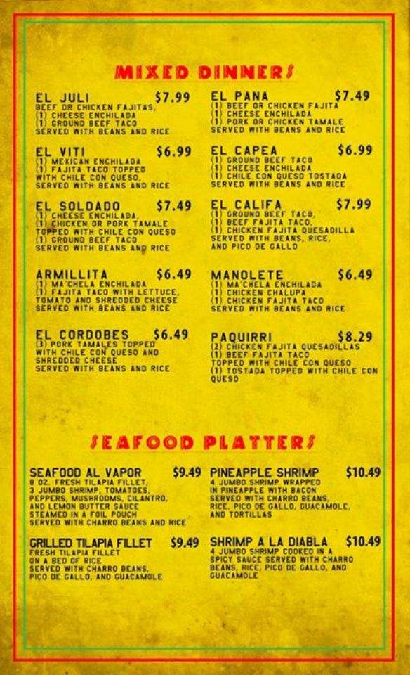 Taqueria Los Pinos - Livingston, TX menu_pic