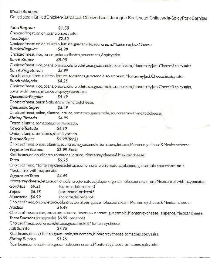 Taqueria Portland - Portland, OR menu_pic