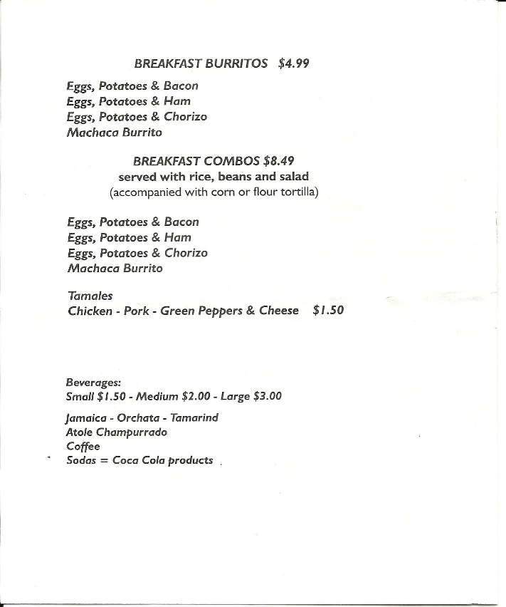 Taqueria Portland - Portland, OR menu_pic