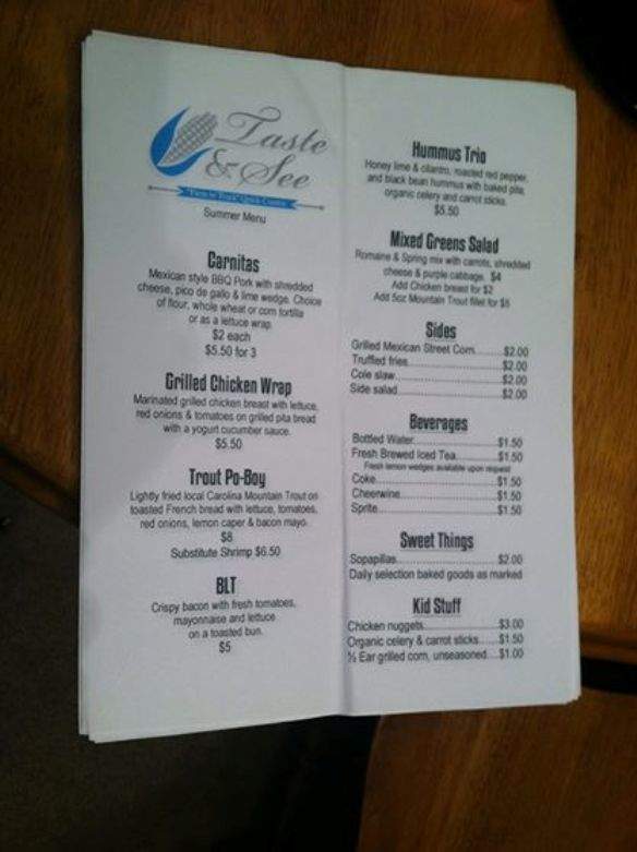 Taste and See - Black Mountain, NC menu_pic