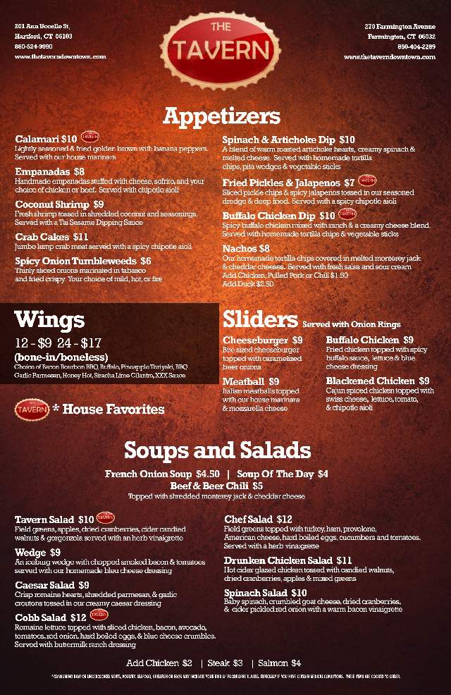 Tavern at the Exchange - Farmington, CT menu_pic