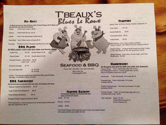 T'Beaux's Blues Le Roux - Vicksburg, MS menu_pic